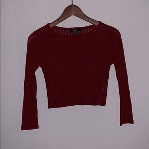 Red cropped long sleeve